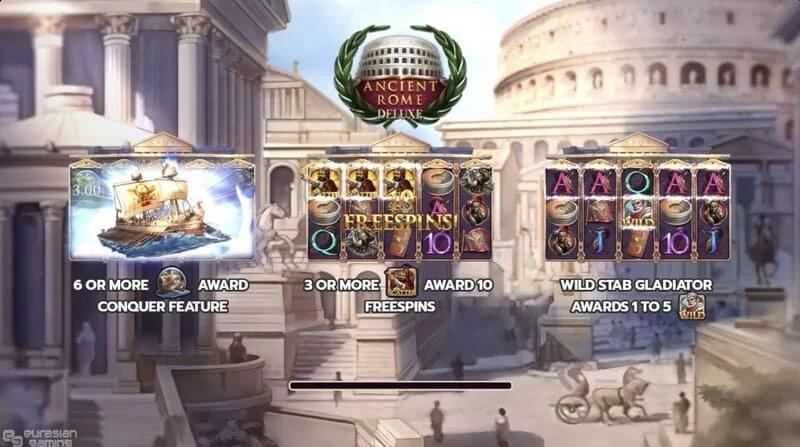 Ancient Rome Deluxe AI - glavni zaslon z navoji in vmesnikom